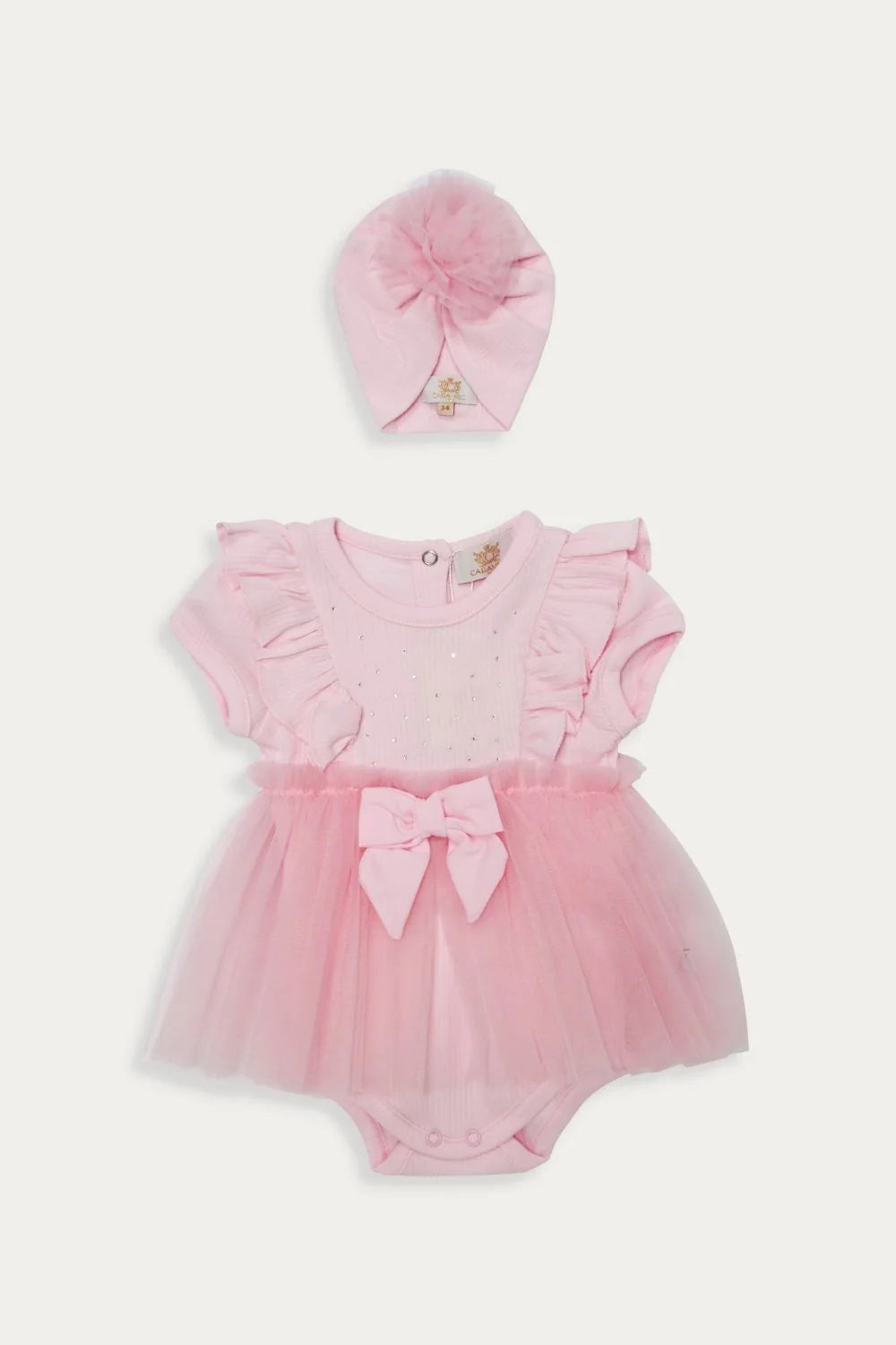 Caramelo Kids, 2 piece outfits, Caramelo Kids - Pink all in one with matching turban