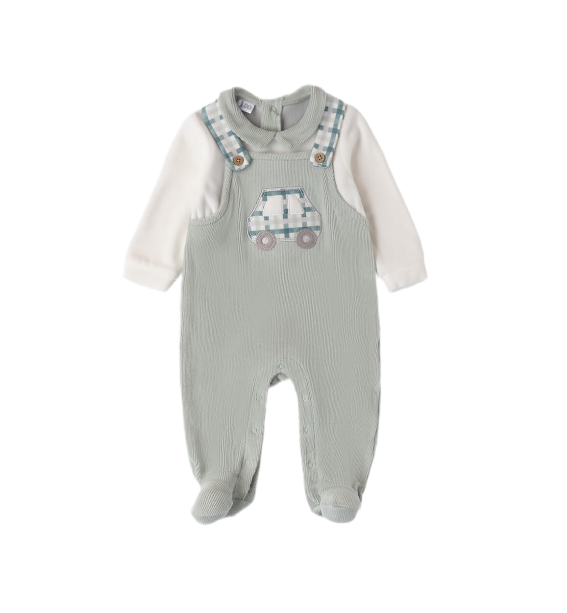 iDO, All in ones, iDO - Sage green velour All in one, mock dungaree