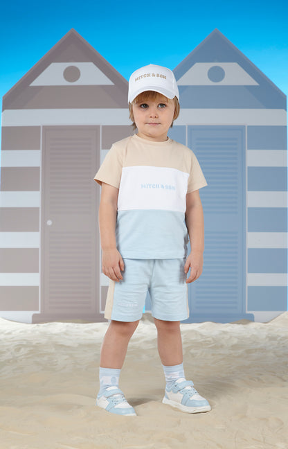Mitch & Son, 2 piece shorts sets, Mitch & Son - 2 piece shorts set, white and sky blue, Toby
