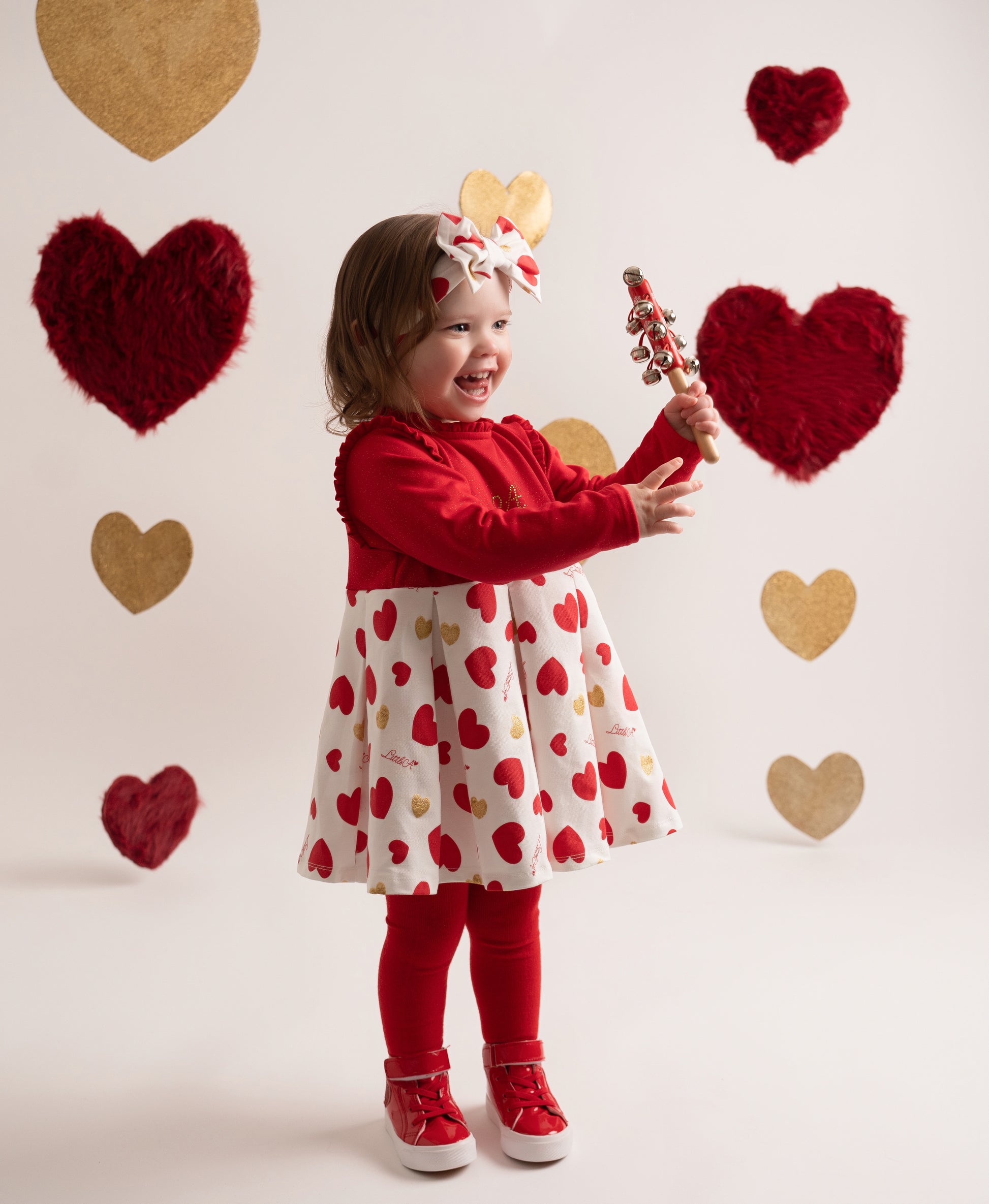 Little A, dresses, Little A - Heart print bow dress