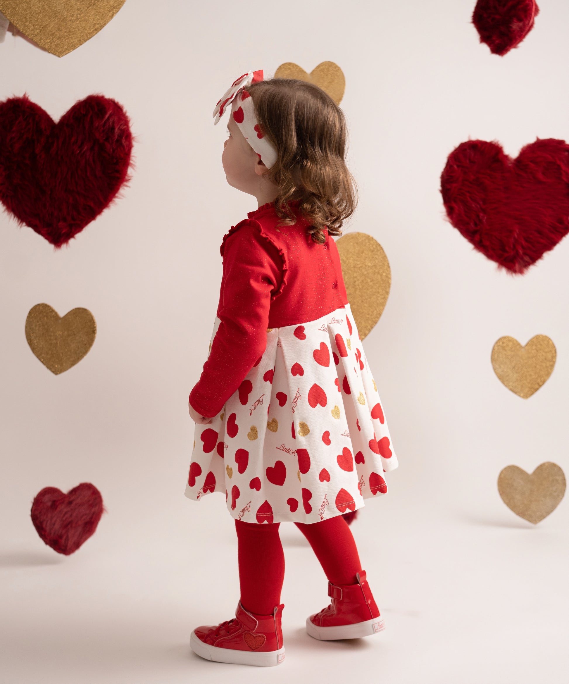 Little A, dresses, Little A - Heart print bow dress