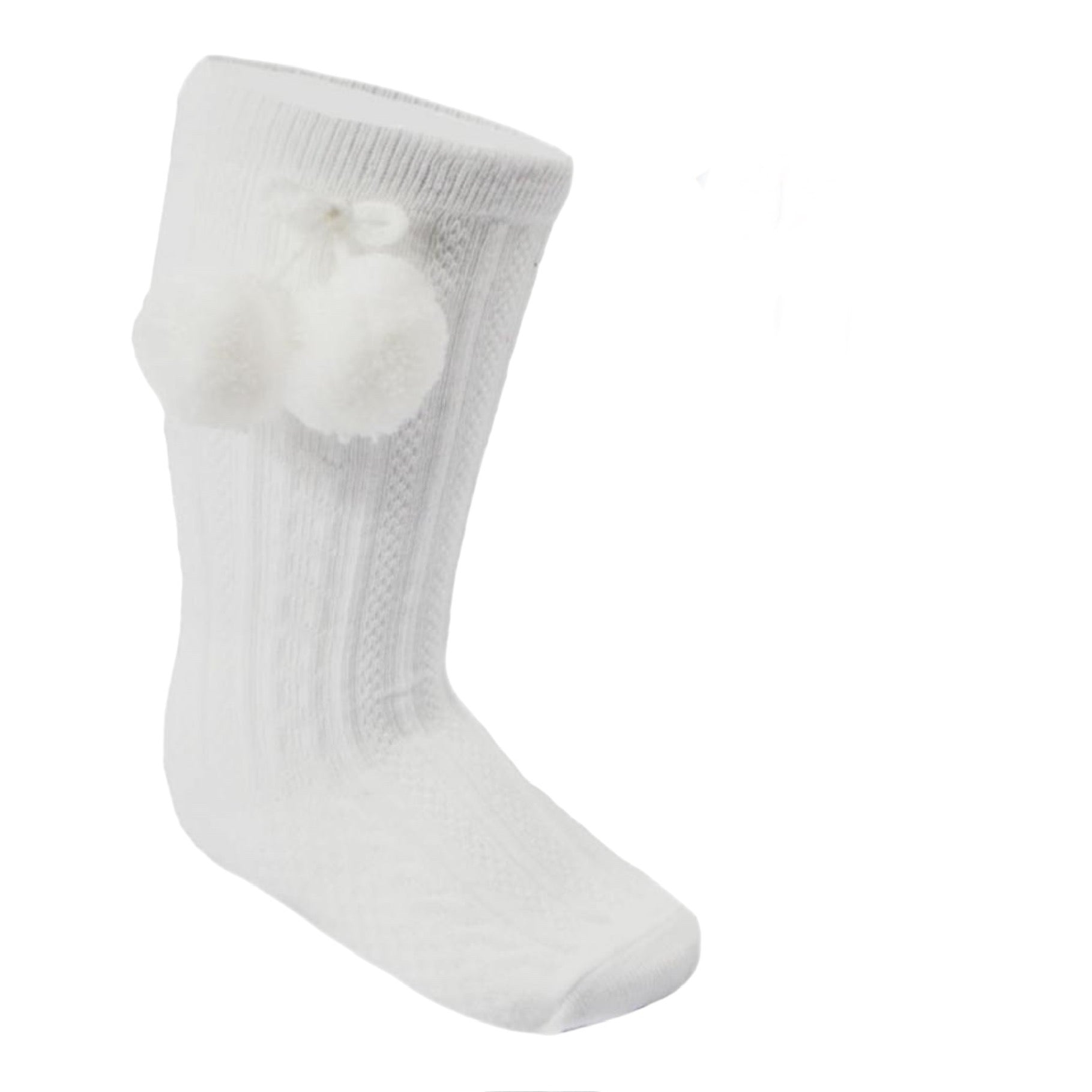 Betty Mckenzie, Socks, Soft Touch - long pompom socks white