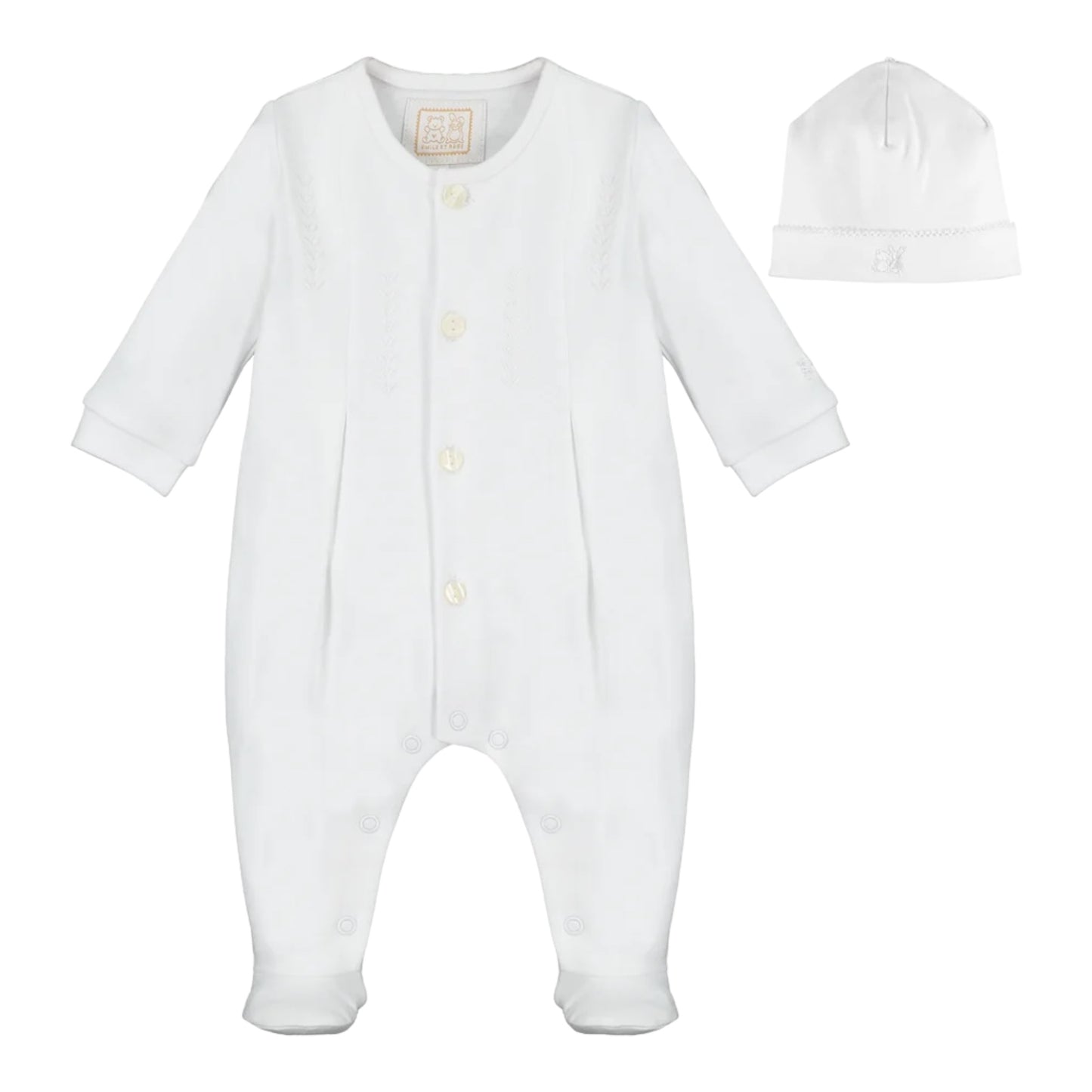 Emile et Rose, rompers, Emile et Rose - White 2 piece outfit, romper and hat