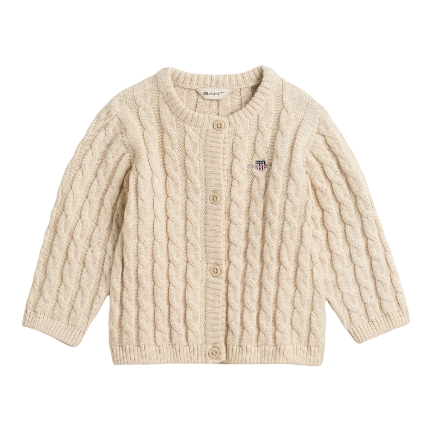 Gant - Beige, cable knit cotton cardigan