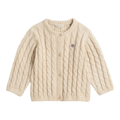 Gant - Beige, cable knit cotton cardigan