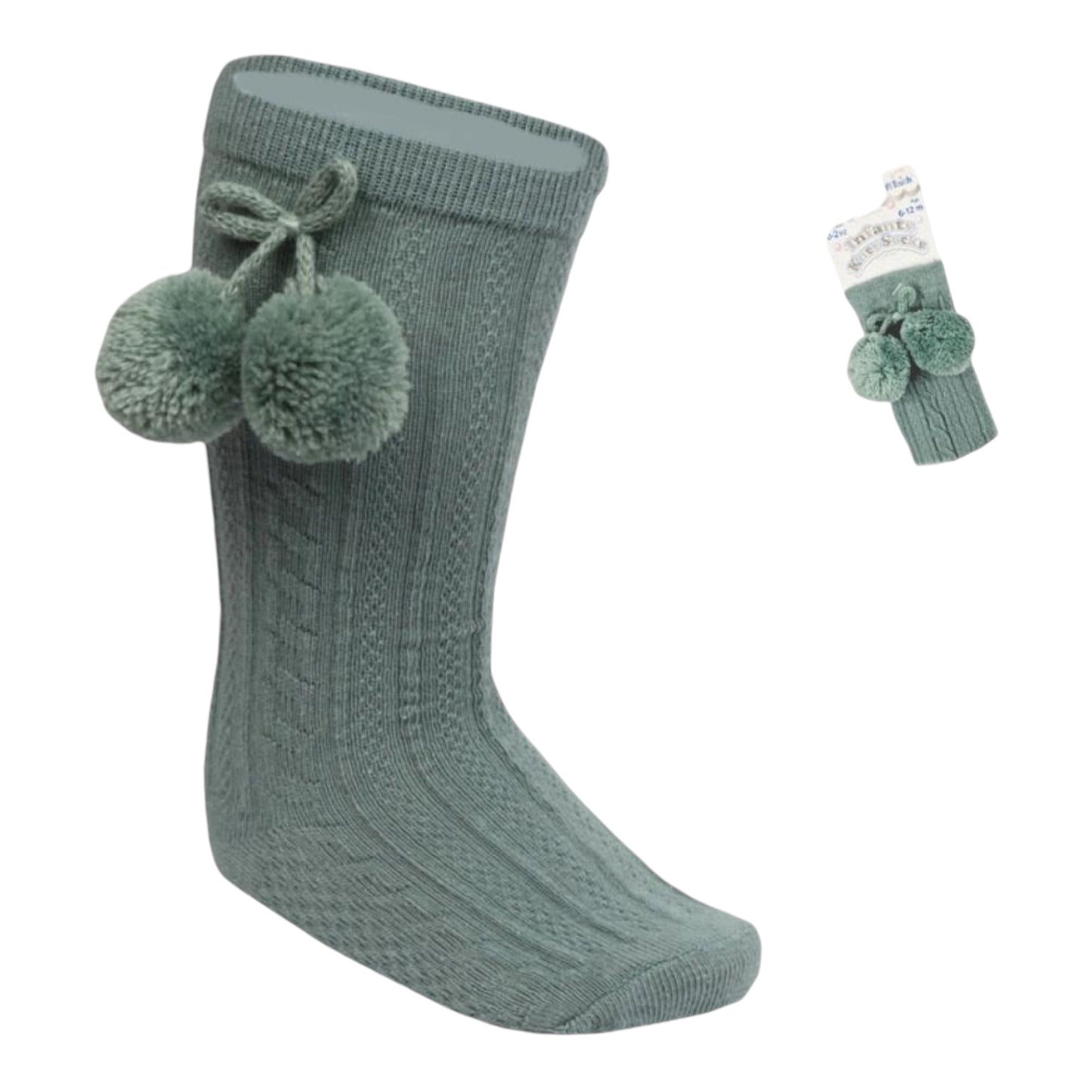 Betty Mckenzie, Socks, Soft Touch - long pompom socks, sage green