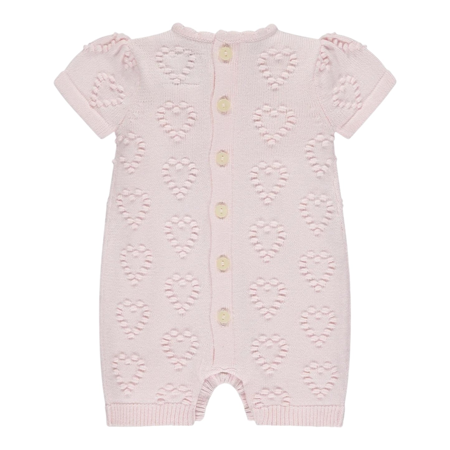 Emile et Rose, rompers, Emile et Rose - Soft pink, 2 piece, knit, shortie and hat, hearts detail