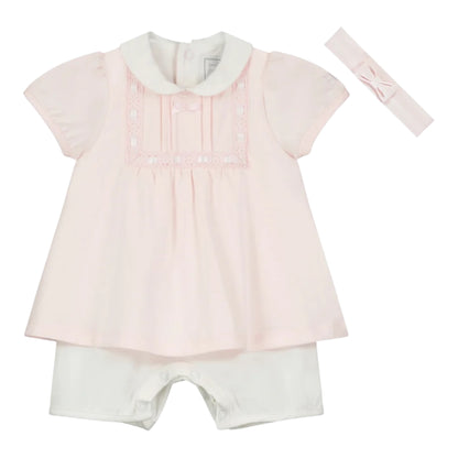 Emile et Rose, All in ones, Emile et Rose - Pink and white all in one with headband