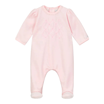 Emile et Rose, rompers, Emile et Rose - Pink velour romper, Ellie