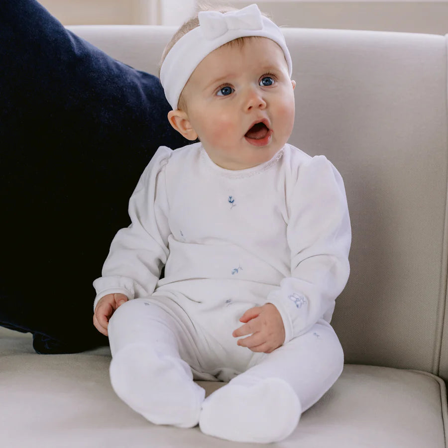 Emile et Rose, rompers, Emile et Rose - White velour romper with headband