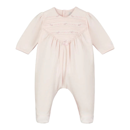 Emile et Rose, Rompers, Emile et Rose - Light pink romper with embroidered yolk