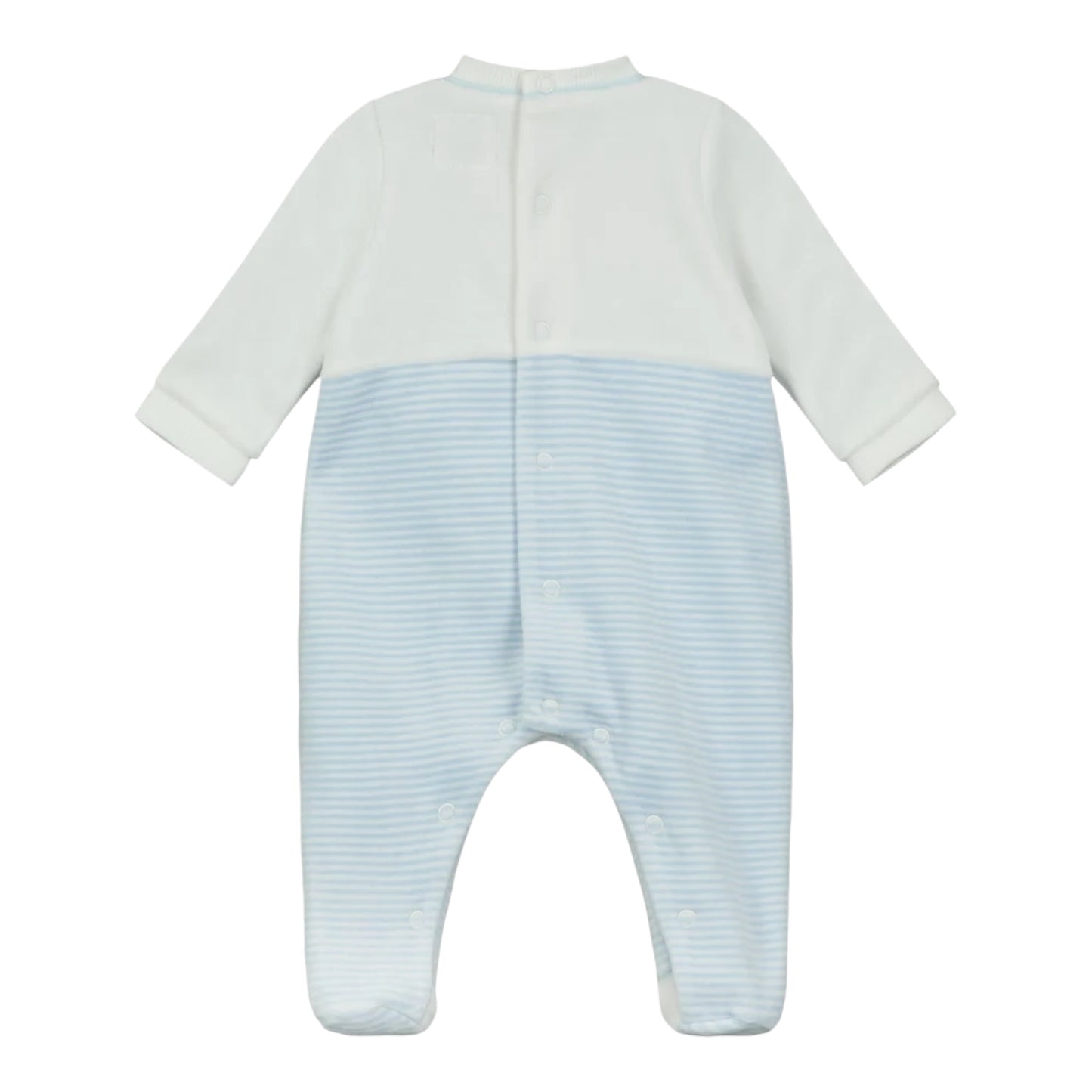 Emile et Rose, Rompers, Emile et Rose - pale blue and white velour all in one, Emerson