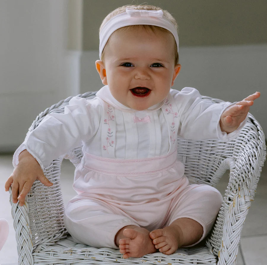 Emile et Rose, Rompers, Emile et Rose - Pink and white all in one romper and headband, Florence