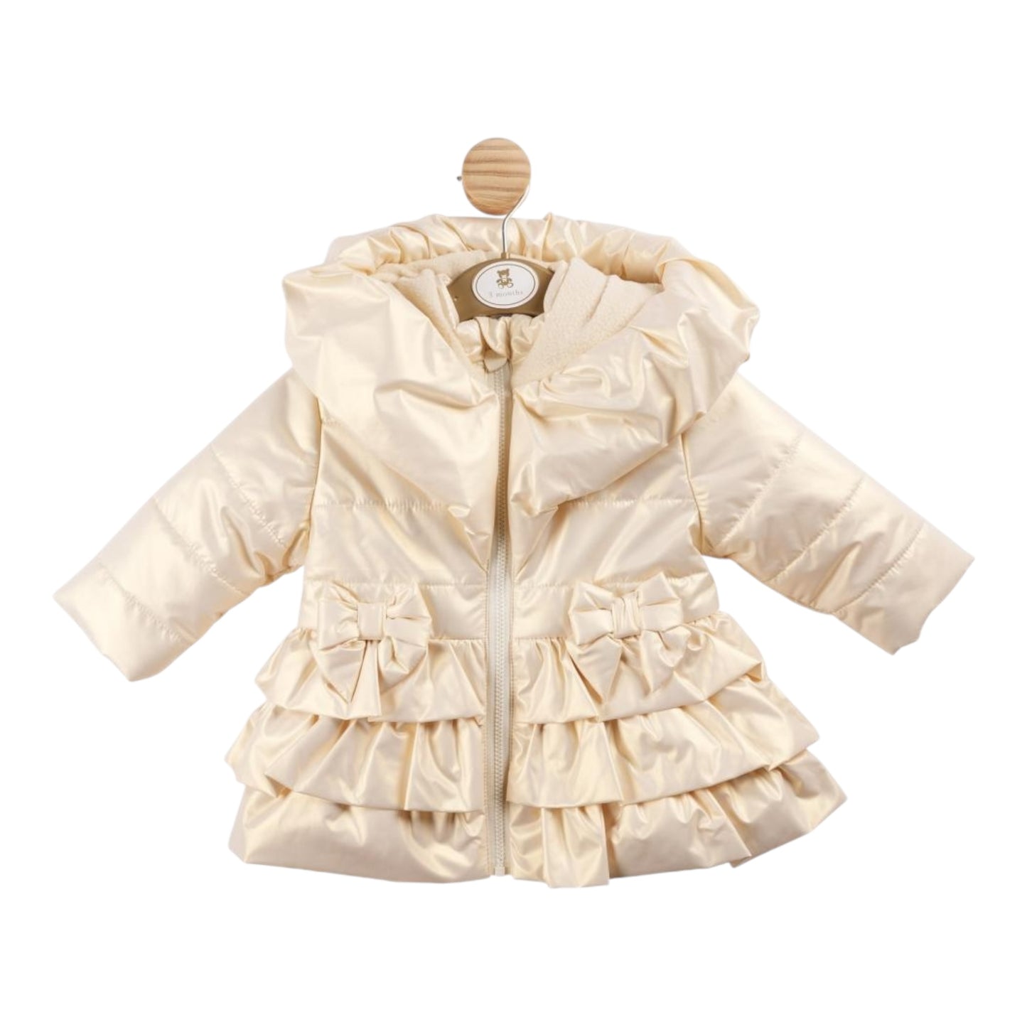 Mintini, Coats & Jackets, Mintini - Champagne pearlised 'Bows and frills' coat