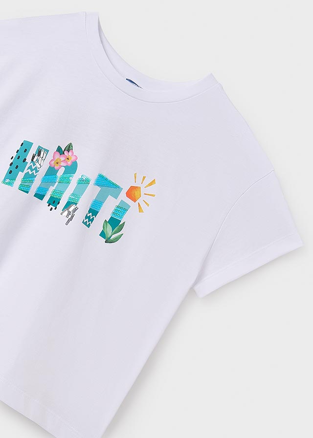 Mayoral, Tops, Mayoral - Cream t-shirt with "HAITI" front design