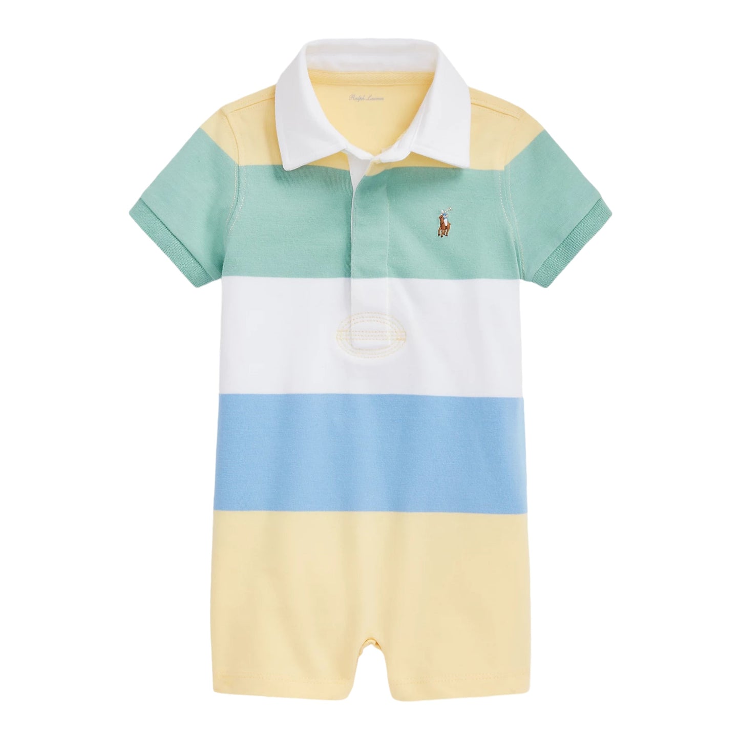 Ralph Lauren - Baby all in one, lemon, sage, blue, cream stripe