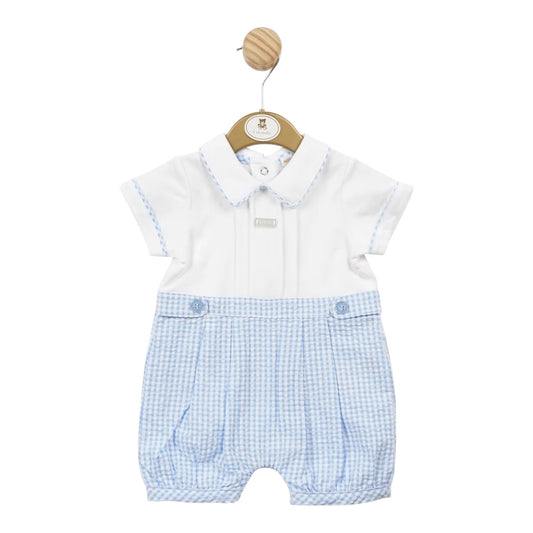 Mintini, All in ones, Mintini - Light blue and white check summer romper