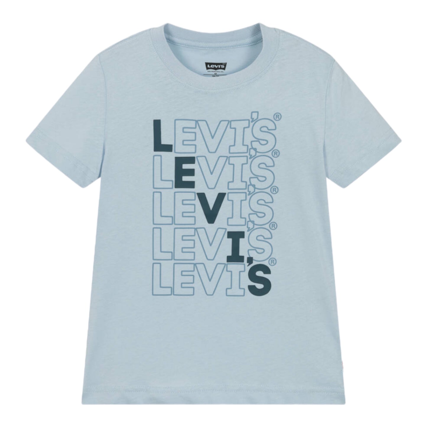 Levi's, , Levi's - Blue crew neck T-shirt with repeated  Levi's front print