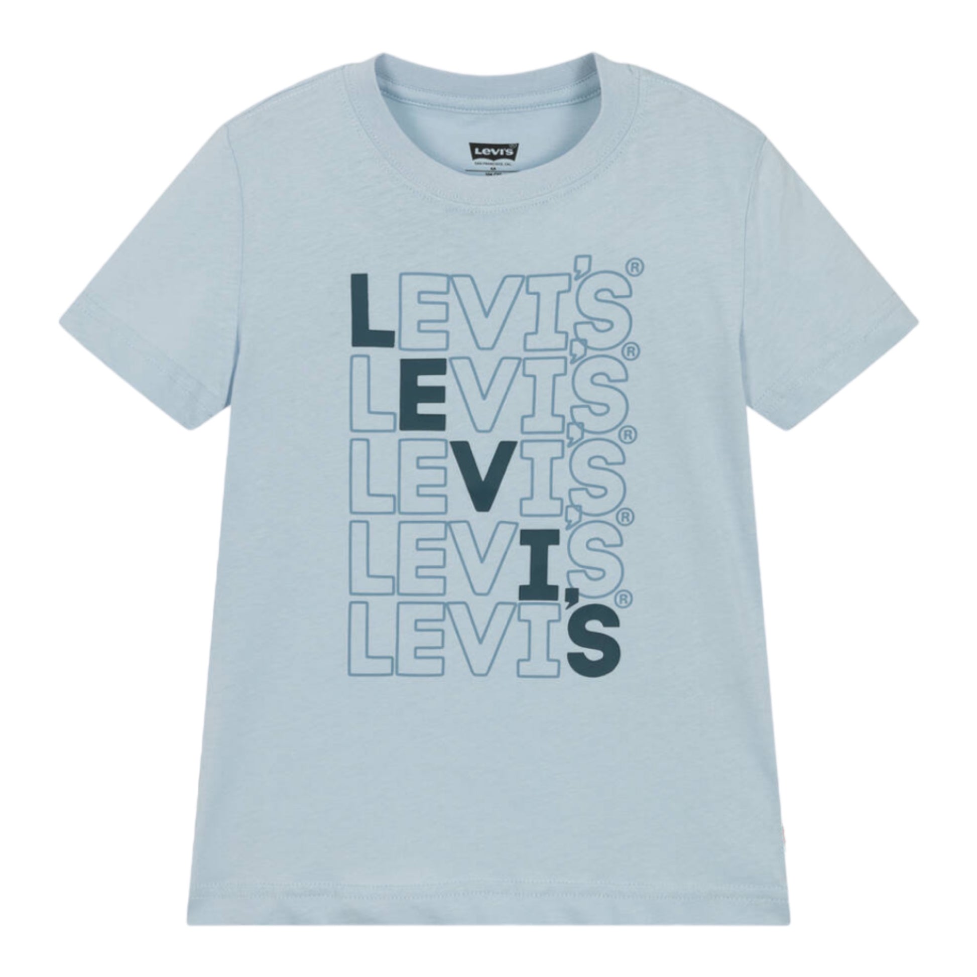 Levi's, , Levi's - Blue crew neck T-shirt with repeated  Levi's front print