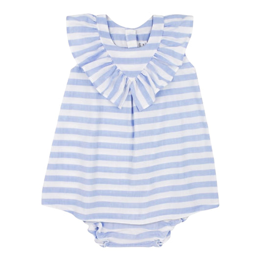 Rapife, rompers, Rapife - Pale blue and white broad stripe dress