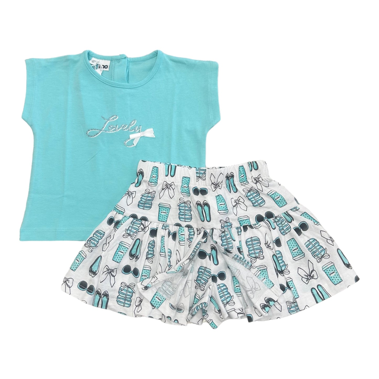 iDO, 2 piece outfits, iDO - Aqua 2 pice skort outfit