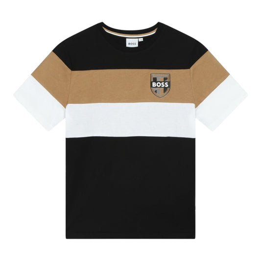 Boss, T-shirts, Boss - Crew neck T-shirt, tan, black and white