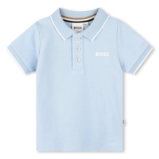 Boss, T-shirts, Boss - Light blue polo T-shirt with white trim, 12m - 3yrs