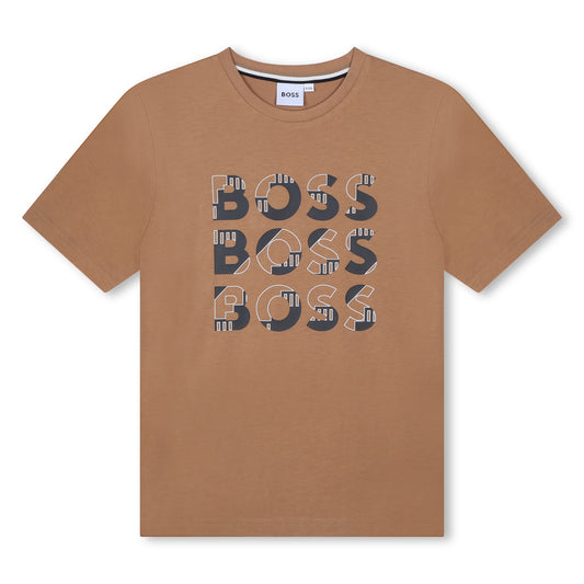 Boss, T-shirts, Boss - Tan short sleeved T-shirt