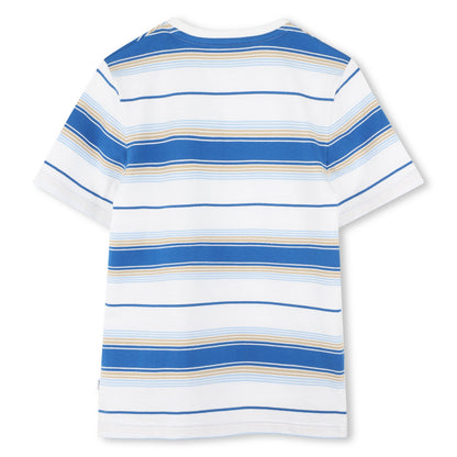 Boss, T-shirts, Boss - Short sleeved, crew neck blue stripe T-shirt,