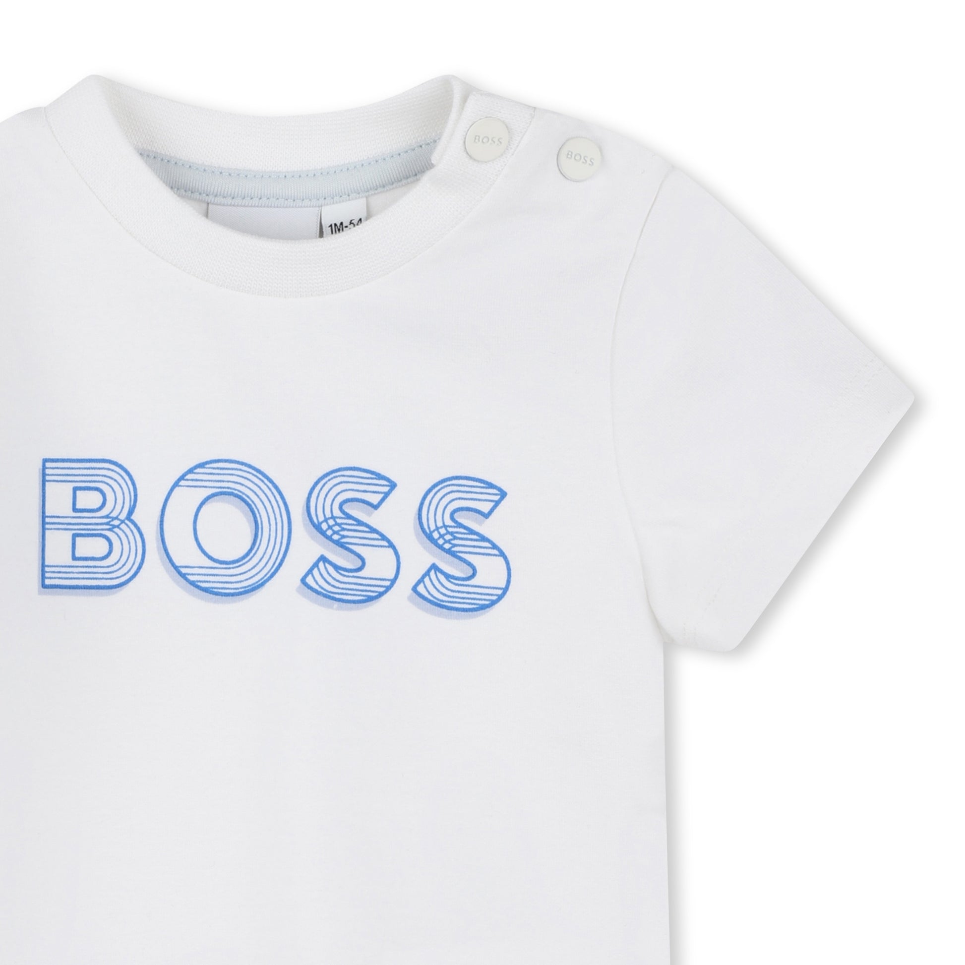 Boss, T-shirts, Boss - Short sleeve T-shirt with pale blue BOSS front print