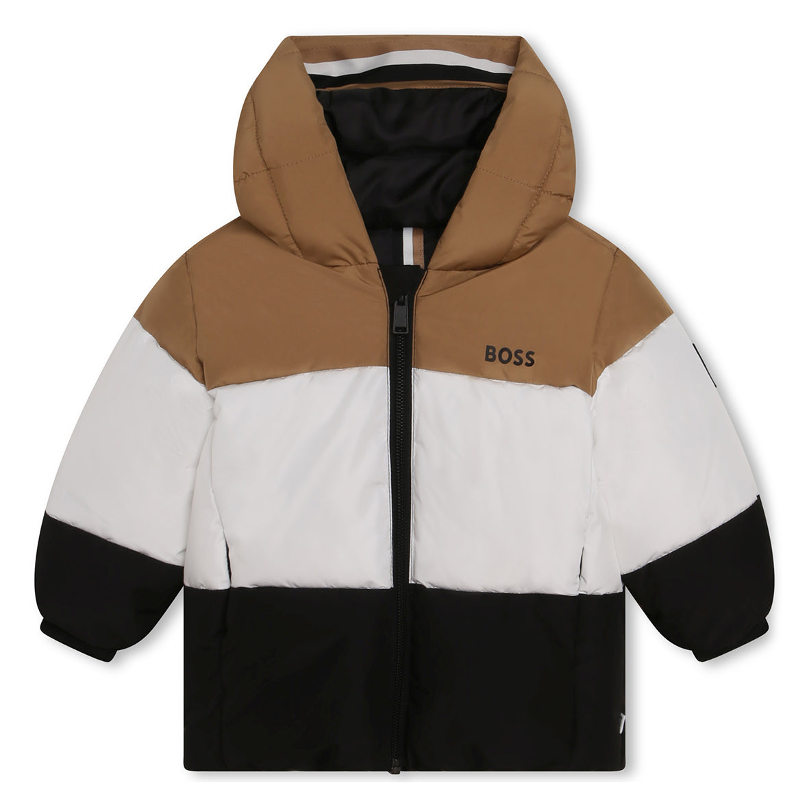 Boss, coats, Boss - Padded jacket, Tan/white/black