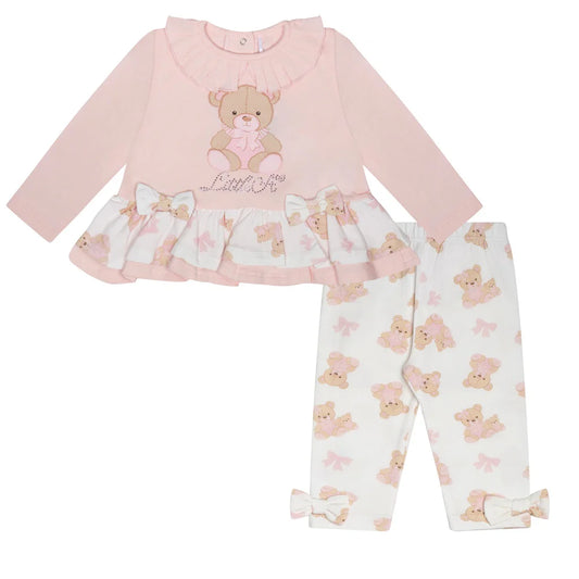 Little A, 2 piece legging sets, Little A - Bear print legging set, pink