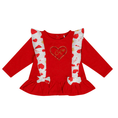 Little A, 2 piece legging sets, Little A - Heart print legging set, Red