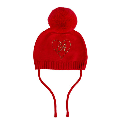 Little A, Tights, Little A -  Heart pom pom hat