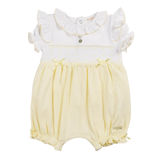 Mintini, rompers, Mintini - Lemon and white shortie, romper