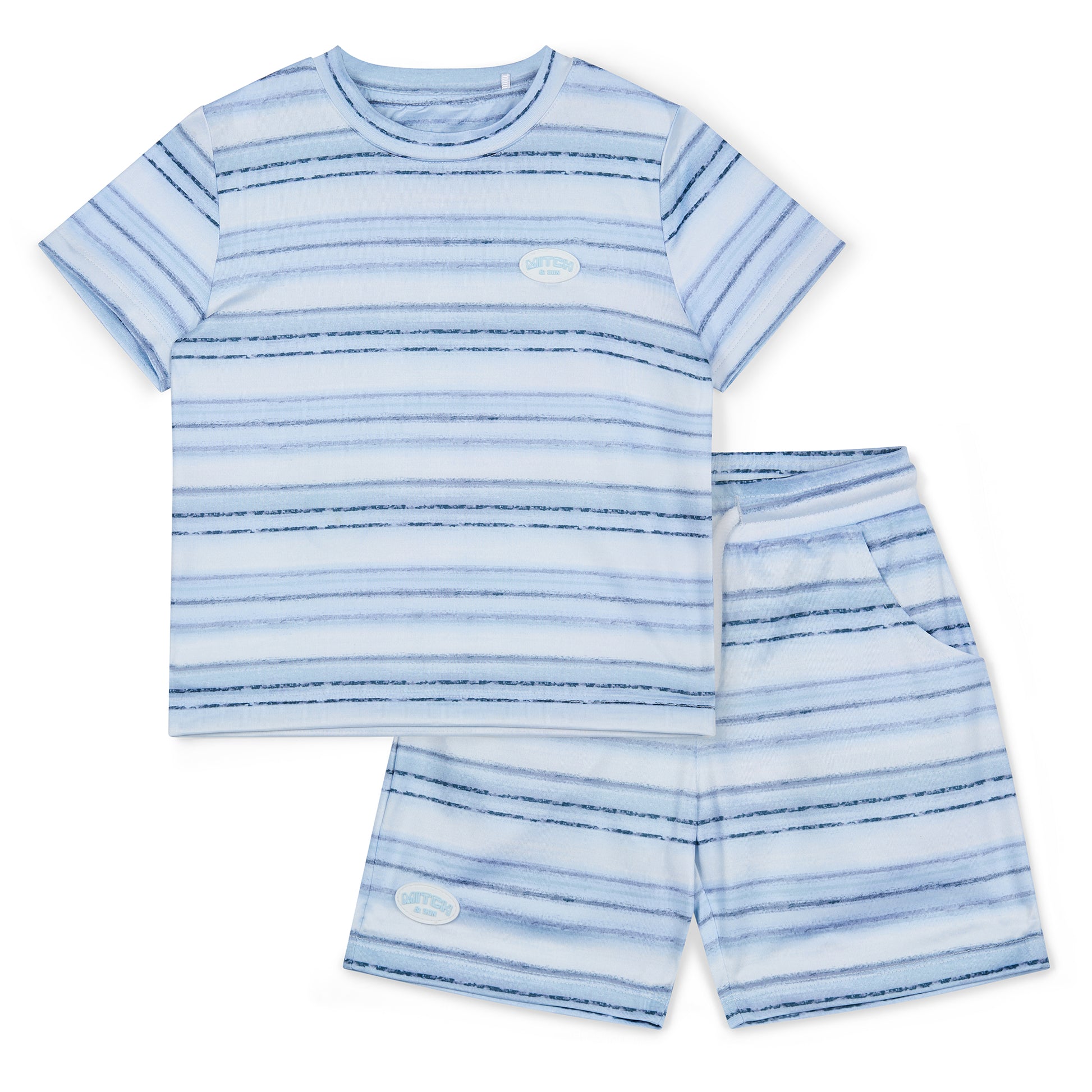 Mitch & Son, 2 piece shorts outfits, Mitch & Son - Blue Stripe 2 piece shorts outfit