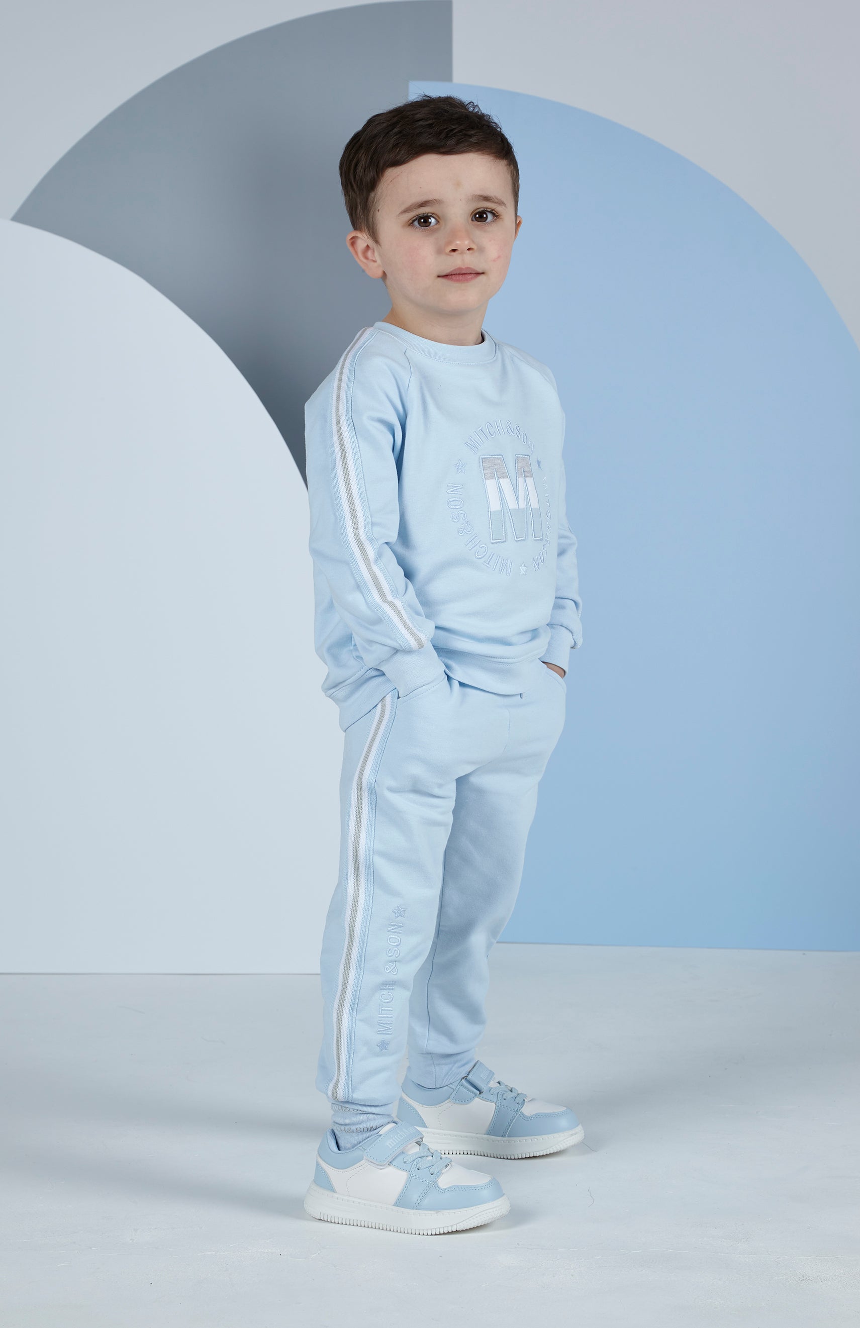 Mitch & Son, tracksuits, Mitch & Son - Sky blue Tape M logo tracksuit, Nick