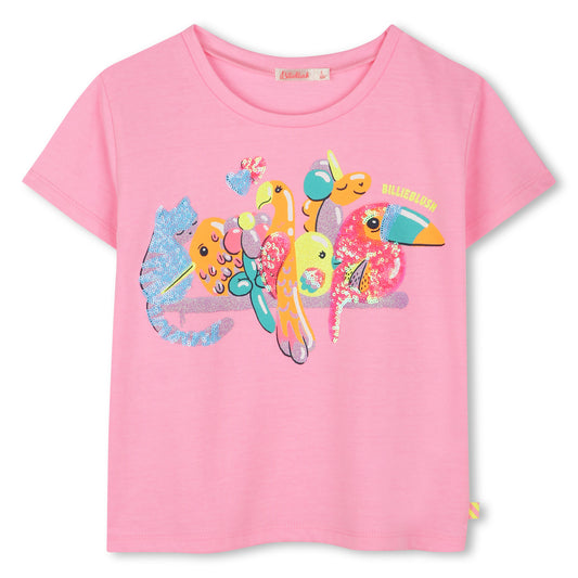 "Coming Soon" Billieblush - Light pink T-shirt, floral front design