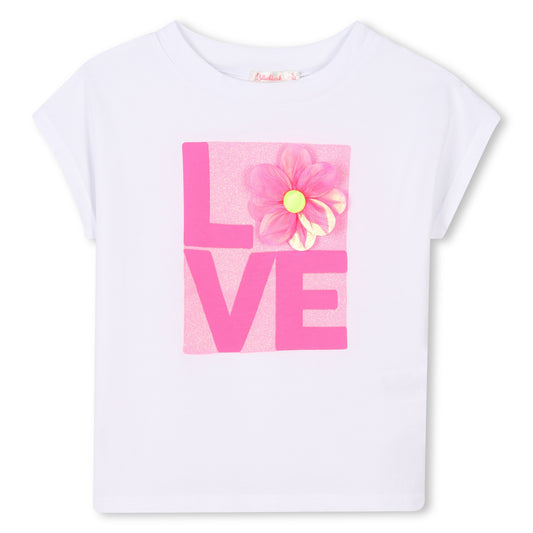 "Coming Soon" Billieblush - White T-shirt with pink 'LOVE' front design