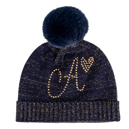 A'Dee, Hats, A'Dee -Rani  Knitted pom pom hat, navy