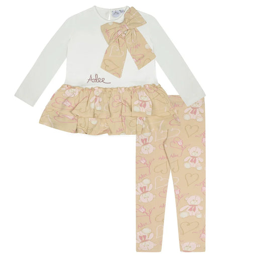 A'Dee, 2 piece legging sets, A'Dee - Summer teddy print bow legging set