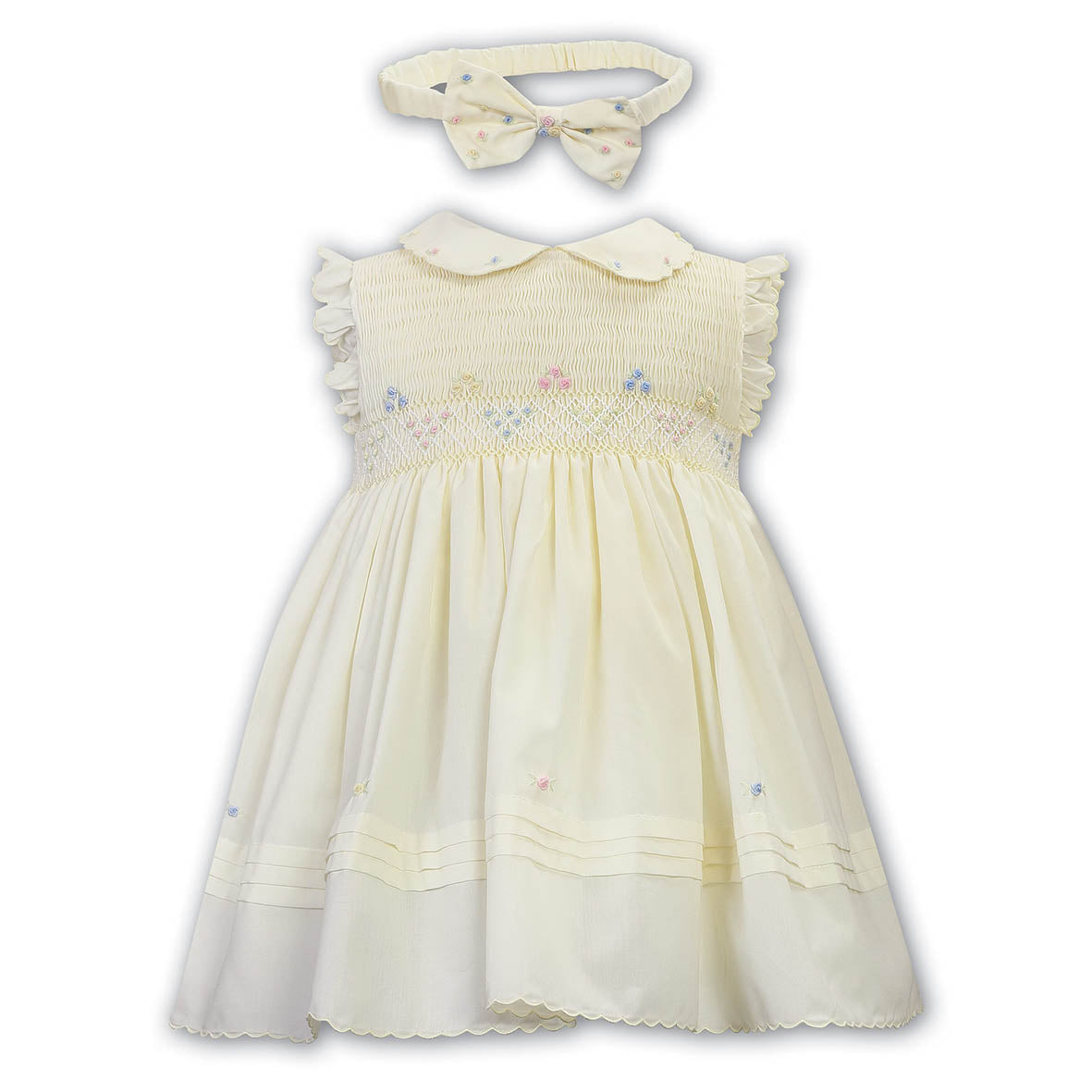 Sarah Louise, dresses, Sarah Louise - Lemon hand smocked sun dress with headband