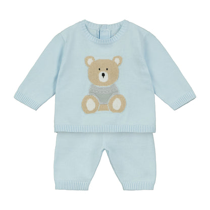 Emile et Rose, 3 piece outfits, Emile et Rose - Light blue 3 piece set, Teddybear front, Enzo