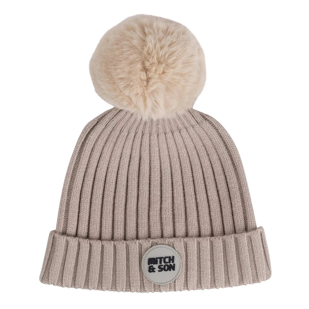 Mitch & Son, Hats, Mitch & Son - Knitted pom pom hat, grey