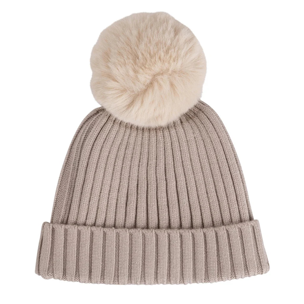 Mitch & Son, Hats, Mitch & Son - Knitted pom pom hat, grey