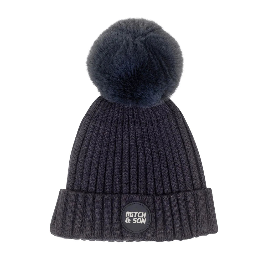 Mitch & Son, Hats, Mitch & Son - Knitted pom pom hat, dark grey