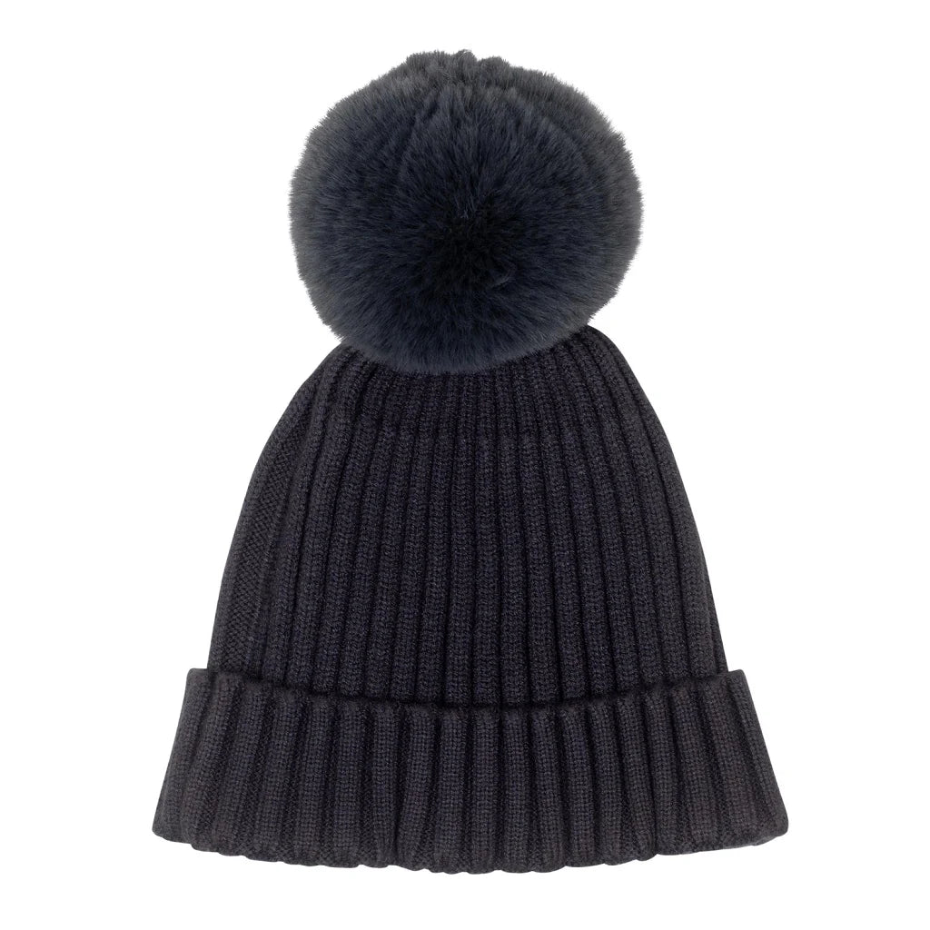 Mitch & Son, Hats, Mitch & Son - Knitted pom pom hat, dark grey