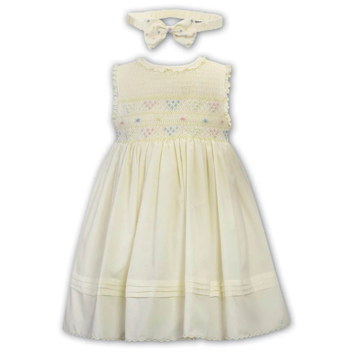 Sarah Louise, dresses, Sarah Louise - Lemon hand smocked sun dress with headband