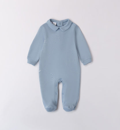 iDO, all in ones, iDO - baby all in one, blue cotton, dinosaur motifs