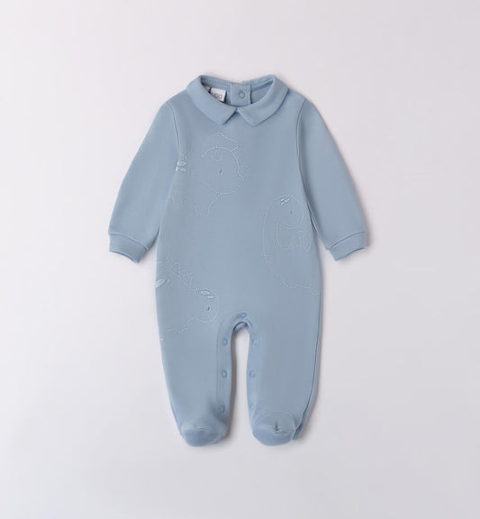 iDO, all in ones, iDO - baby all in one, blue cotton, dinosaur motifs